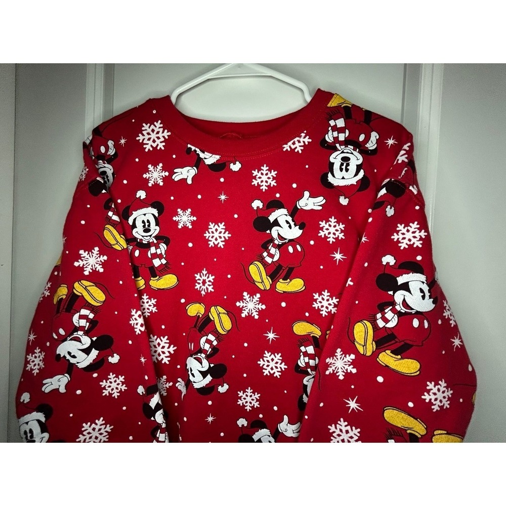 Disney Mickey Mouse Chistmas AOP Holiday Crewneck Sweatshirt‎ Sz Womens Small